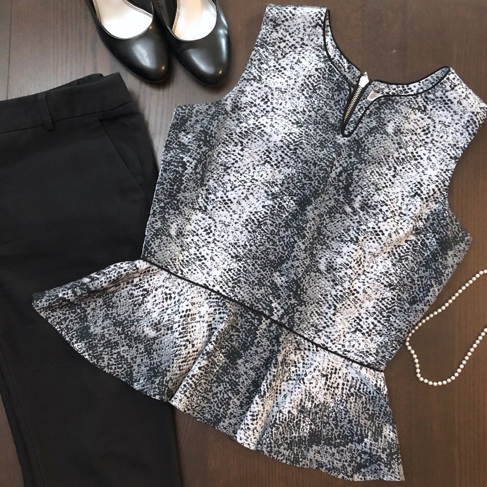 WD NY peplum animal print sleeveless top NWOT